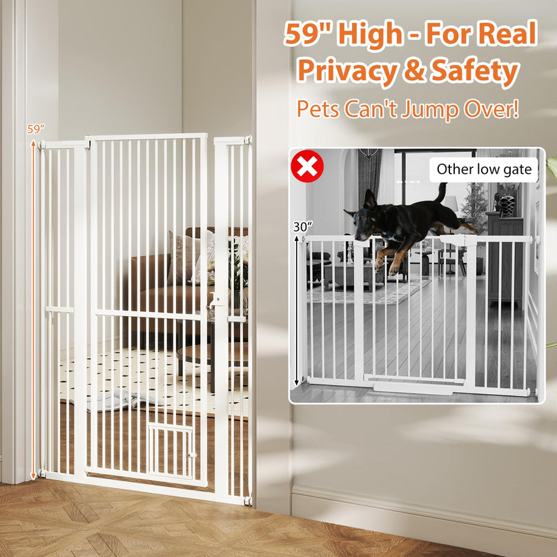 Giantex 59'' Extra Tall Pet Gate for Large Dogs & Cats | Adjustable 30.5''–41'' Wide Dog Gate