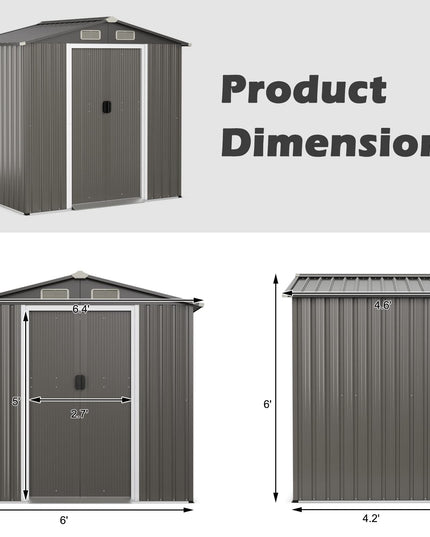 Giantex Outdoor Storage Shed 6 x 4 FT, Double Sliding Door