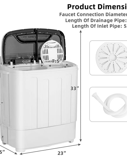 Giantex Portable Washing Machine, 13lbs Mini Twin Tub