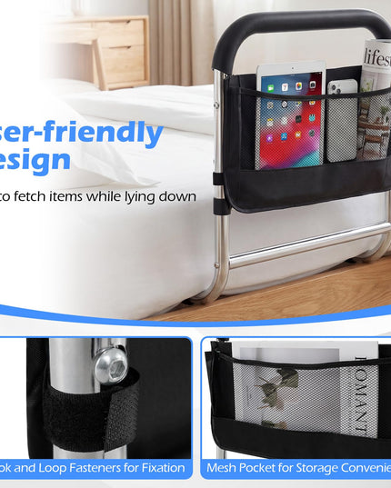 Giantex Elderly Safety Adjustable Height Bed Rail with Storage Pocket