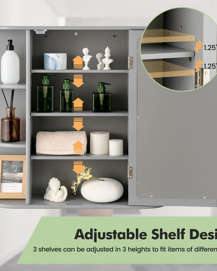 Giantex Mirrored Bathroom Medicine Cabinet - Wall Mounted Bathroom Hanging Cabinet with Single Door