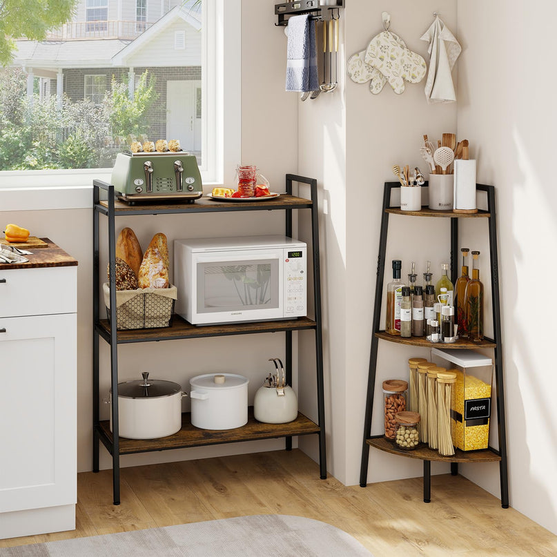 GIANTEX 3-Tier Ladder Shelf & Corner Shelf Set
