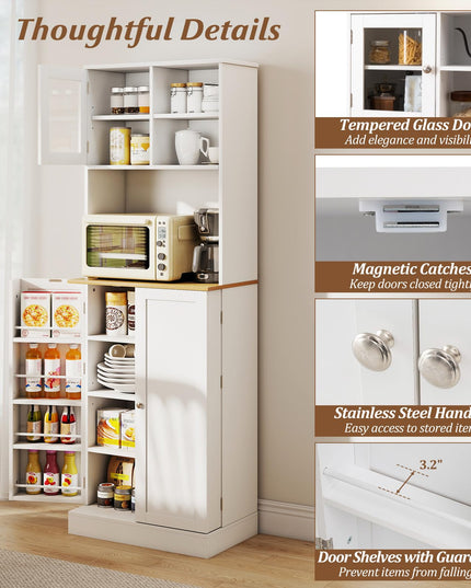 Giantex 67" Tall Pantry Cabinet w/Microwave Countertop