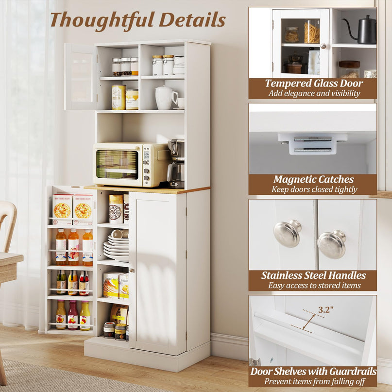 Giantex 67" Tall Pantry Cabinet w/Microwave Countertop