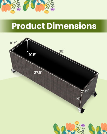 Giantex Set of 1/2 Wicker Raised Garden Bed with Wheels (38”x12”x14”)