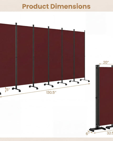 Giantex 6 Panel Folding Room Divider on Wheels