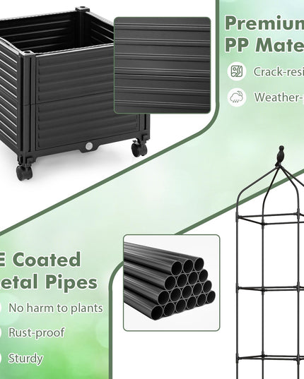 Giantex Raised Garden Bed with Tomato Cages, Obelisk & Bird Top