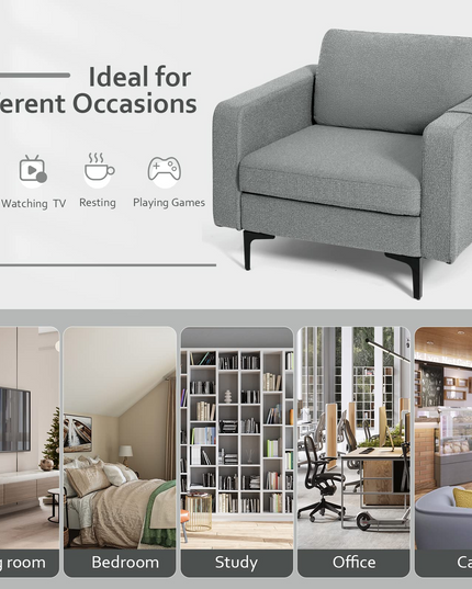 Giantex Modern Accent Chair w/Comfy Thick Cushion, Magazine Pockets