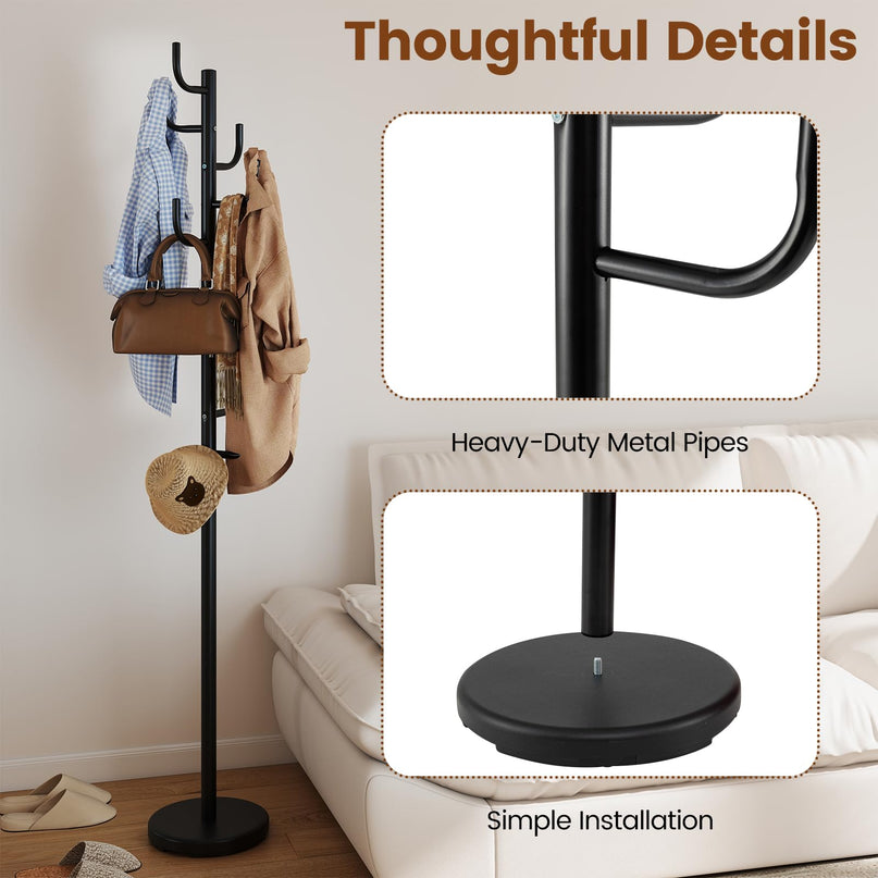 Giantex 69" Metal Coat Rack, 8-Hook Cactus Clothes Stand