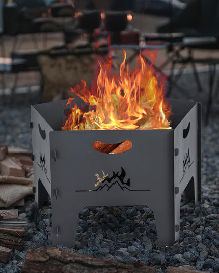 Giantex Portable Fire Pit for Outside - 19" Collapsible Wood Burning Fire Pit