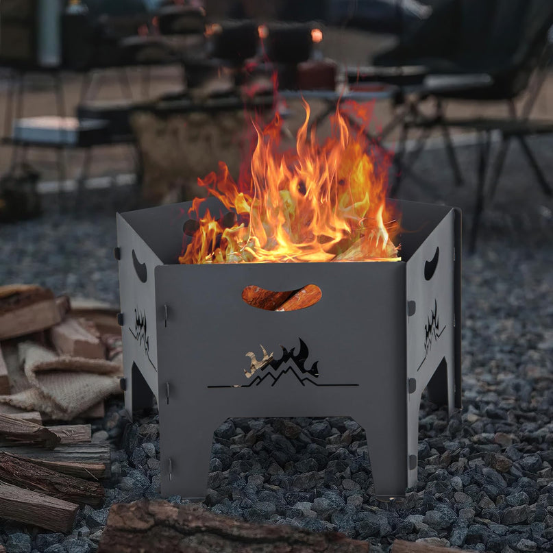 Giantex Portable Fire Pit for Outside - 19" Collapsible Wood Burning Fire Pit