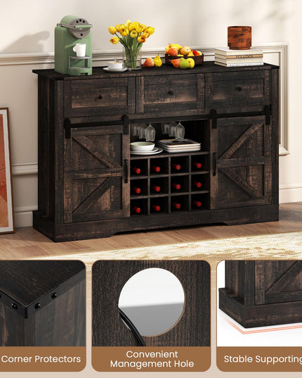 Giantex Wine Bar Cabinet with LED Lights 52" Buffet Sideboard