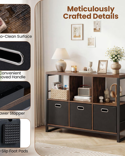 GIANTEX 6 Cube Storage Organizer with 3 Storage Bins 2-Tier Bookcase