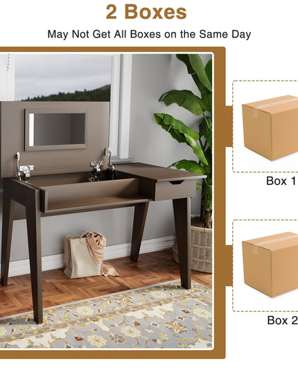 CHARMAID Vanity Table with Flip Top Mirror, 48'' Home Office Computer Desk