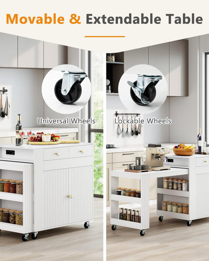 GIANTEX 72”-44.5” Extendable Kitchen Island with Storage