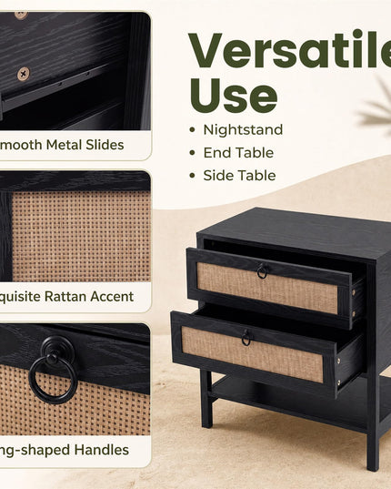 GIANTEX 27" Wide Rattan Nightstand with 2 Drawers (1/2)