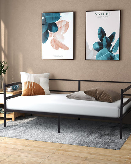Giantex Twin Daybed Frame, Metal Sofa Bed w/Heavy-Duty 16 Slats Support, Black