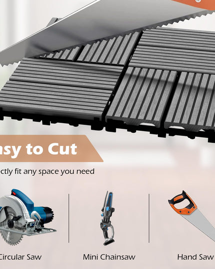 Giantex 18/36 PCS Interlocking Deck Tiles - 12" x 12" Composite Decking Boards Waterproof All Weather