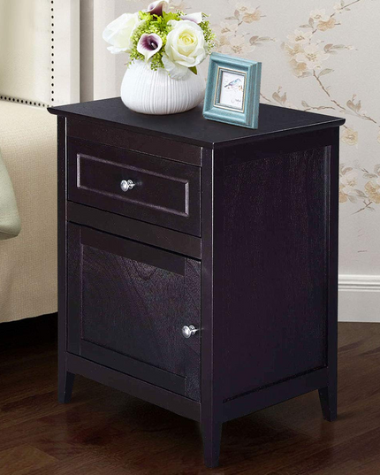 Wooden End Table W/Shelf - Giantex