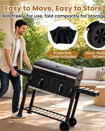 Giantex 752 sq.in Extra-Large BBQ Grill with Wheels