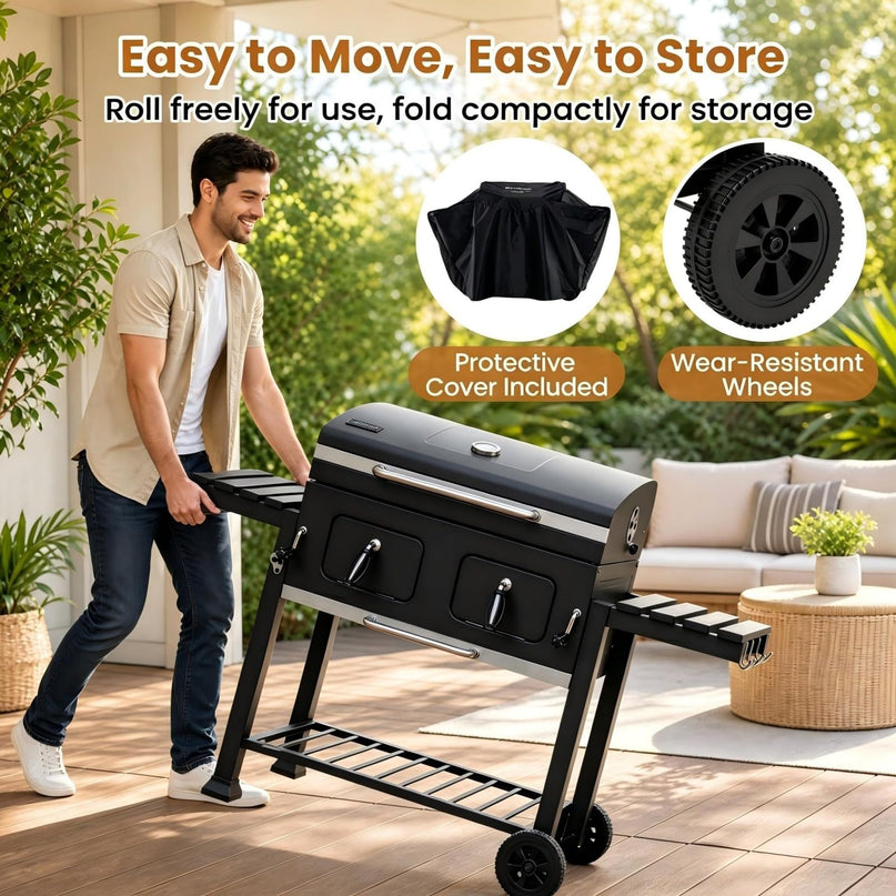 Giantex 752 sq.in Extra-Large BBQ Grill with Wheels