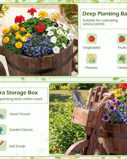 Giantex Support de plantes rustique en bois avec trou de drainage pour fleurs, herbes, légumes