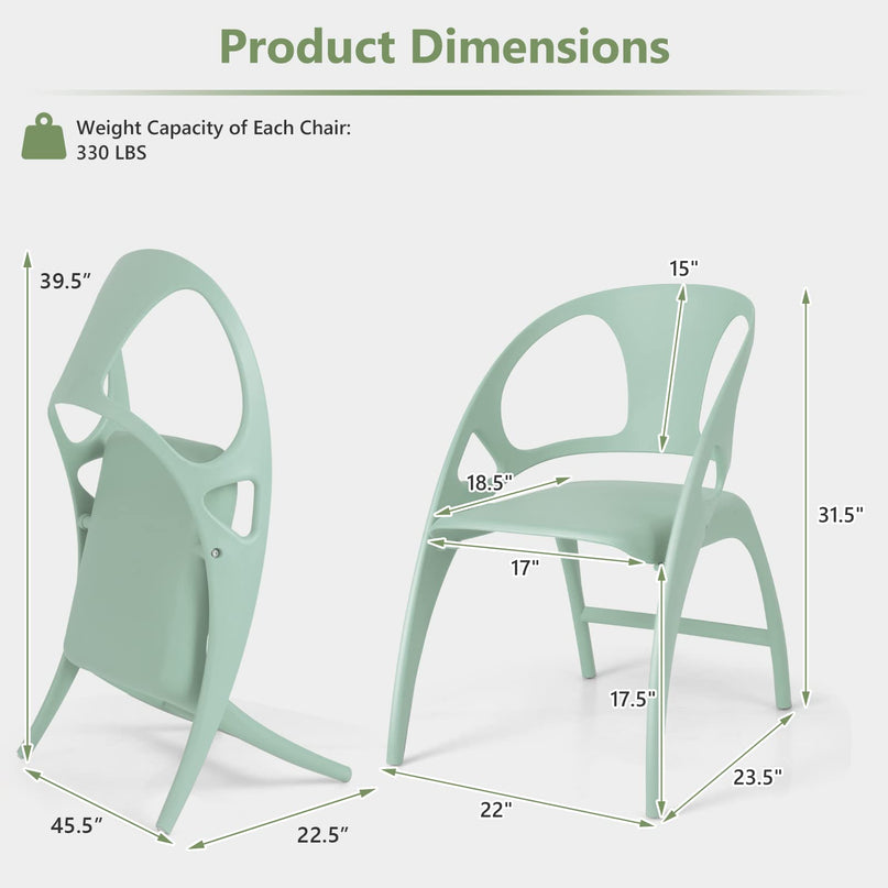 Giantex Folding Dining Chairs Set of 2/4, Outdoor Plastic Dining Chairs with Armrest and High Backrest