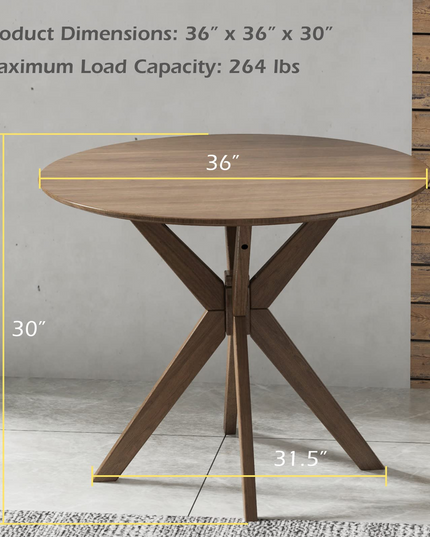 Giantex 36 Inch Round Wood Dining Table, Farmhouse Kitchen Table with Intersecting Pedestal Base & Adjustable Foot Pads