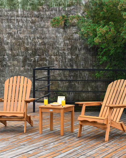 Giantex Adirondack Chair Set 3-Piece Foldable Wooden Chairs Set