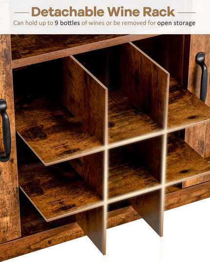 Giantex Buffet Sideboard, Farmhouse Kitchen Storage Cabinet, 9-Bottle Wine Rack & 2 Door Cabinets