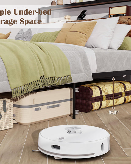 Giantex Bed Frame with 2-Tier Storage Headboard