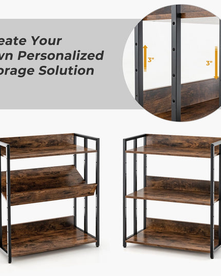 Giantex 3-Tier Bookshelf, Industrial 32" Tall Small Book Shelf with Adjustable Shelves