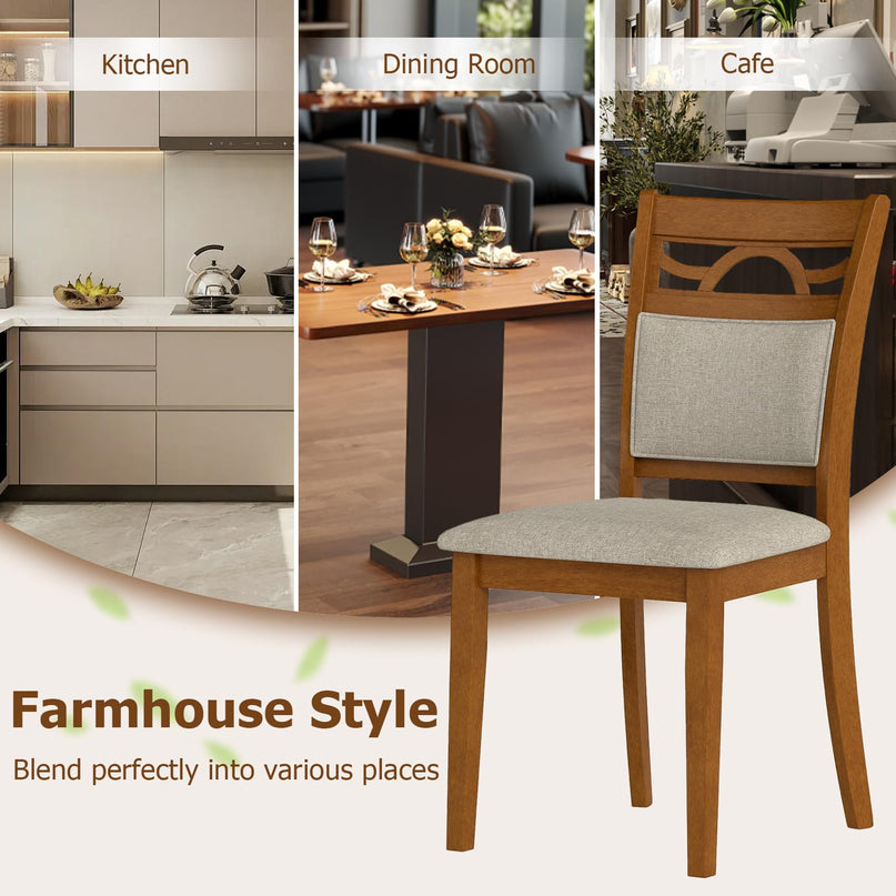Chaises de salle à manger en bois Giantex de style ferme avec dossiers confortables pour salle à manger ou restaurant