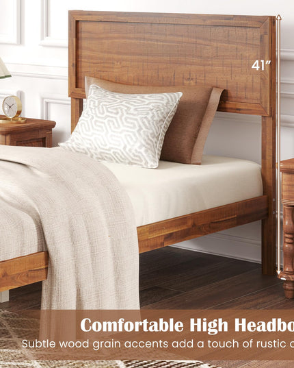 Giantex Wood Bed Frames with Headboard, Mid Century Modern Platform Bed