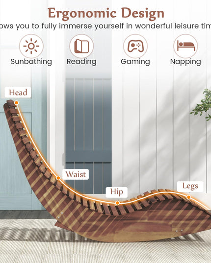 Giantex Outdoor Chaise Lounge Chair - Acacia Wood Outdoor Lounger, Patio Lounge Chair with Slatted Design