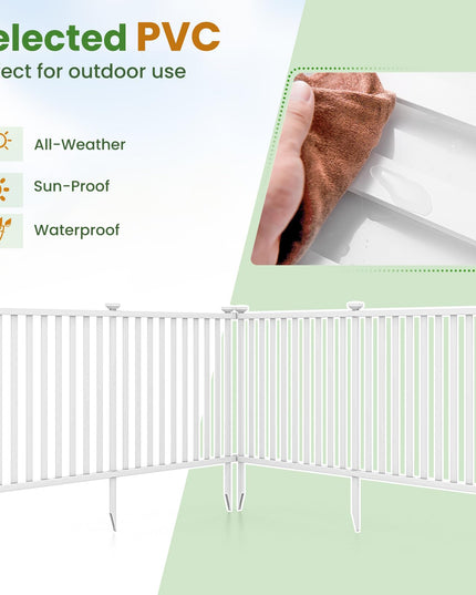 Giantex White Picket Fence - 2 Panels, 80''W x 37.5''H Decorative Outdoor Garden Fence
