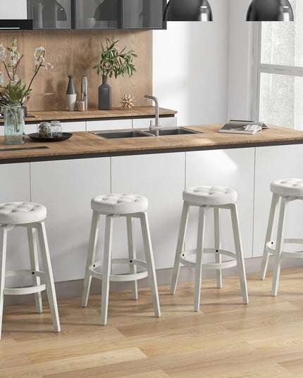 Giantex Swivel Bar Stools Set of 2, 30" Bar Height Stools w/Tufted Seat & Rubber Wood Frame