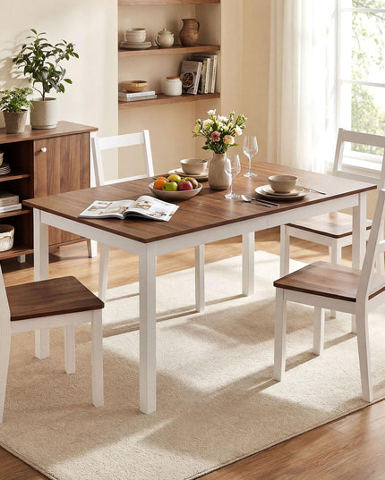 Tables de salle à manger rectangulaires Giantex 60 pouces avec pieds en bois d'hévéa massif