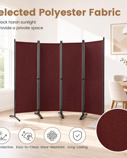 Giantex 4 Panel Room Divider, 5.6Ft Folding Screen, Home Office Freestanding Tall Partition