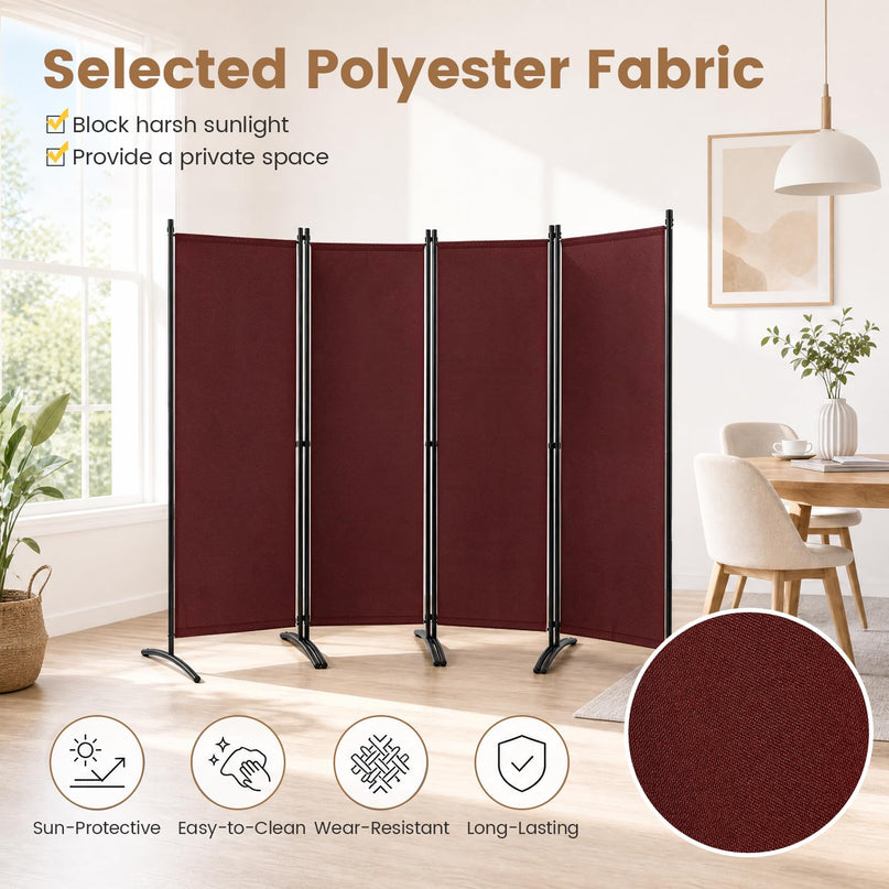 Giantex 4 Panel Room Divider, 5.6Ft Folding Screen, Home Office Freestanding Tall Partition