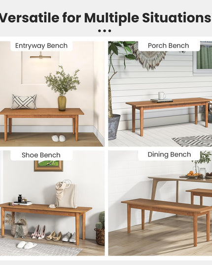 Giantex Wood Dining Bench, Entryway Bench w/Solid Rubber Wood Legs, 660 LBS Weight Capacity