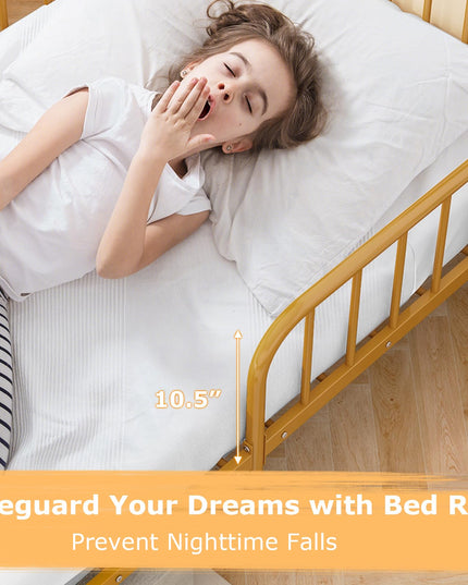 Giantex Metal Twin Bed Frames for Kids, Heavy Duty Metal Platform Bed Frame with Headboard & Safety Guardrails