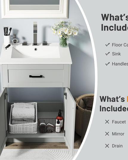 Giantex 24” Undermount Bathroom Cabinet with Ceramic Basin