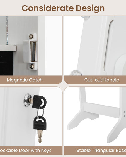 CHARMAID Jewelry Cabinet with Full Length Mirror and Warm Lights