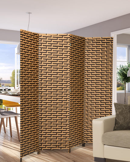 Giantex 6 Ft 4 Panel Handmade Rattan Room Divider Wood Folding Screen