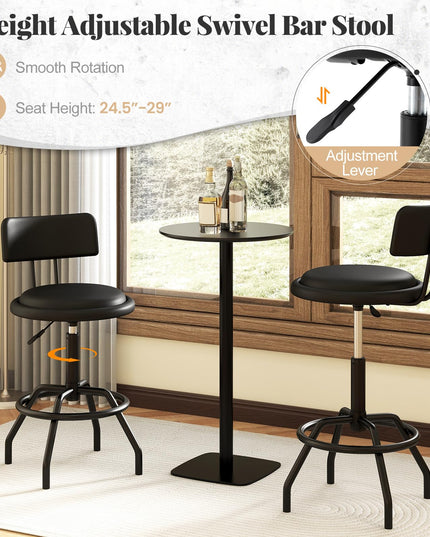 Giantex Swivel Bar Stools Set of 1/2/3/4, 24.5"-29" Height Adjustable Counter Height Chairs w/Back