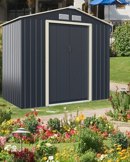 Outdoor Storage Shed with Double Sliding Door