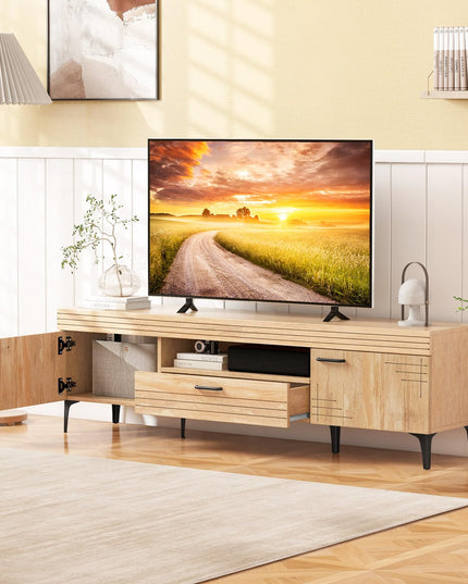 Giantex TV Stand for TV up to 65 Inches, Mid Century Modern Entertainment Center with 2 Cabinets