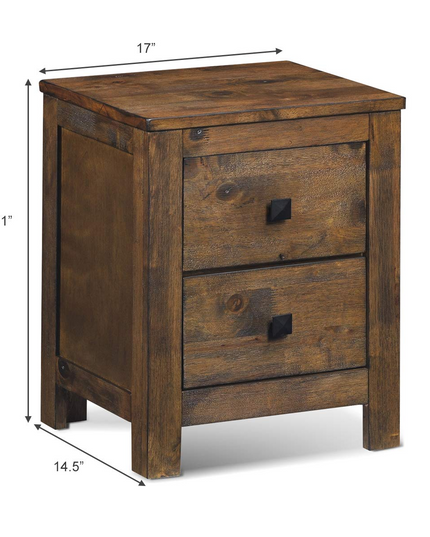 Giantex Nightstand with 2 Sliding Drawers, Full Assembled Rustic Multipurpose Storage Beside Table for Bedroom