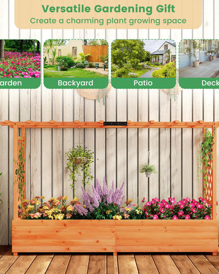 Giantex Raised Garden Bed with Trellis & Hanging Roof (79" x 17.5" x 45")